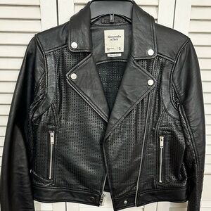 Abercrombie Black Vegan Leather Biker Jacket!